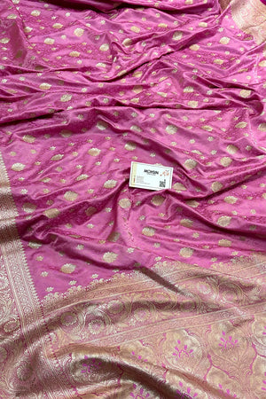 Baby Pink Chunni Munni Buti Katan Silk Banarasi Saree