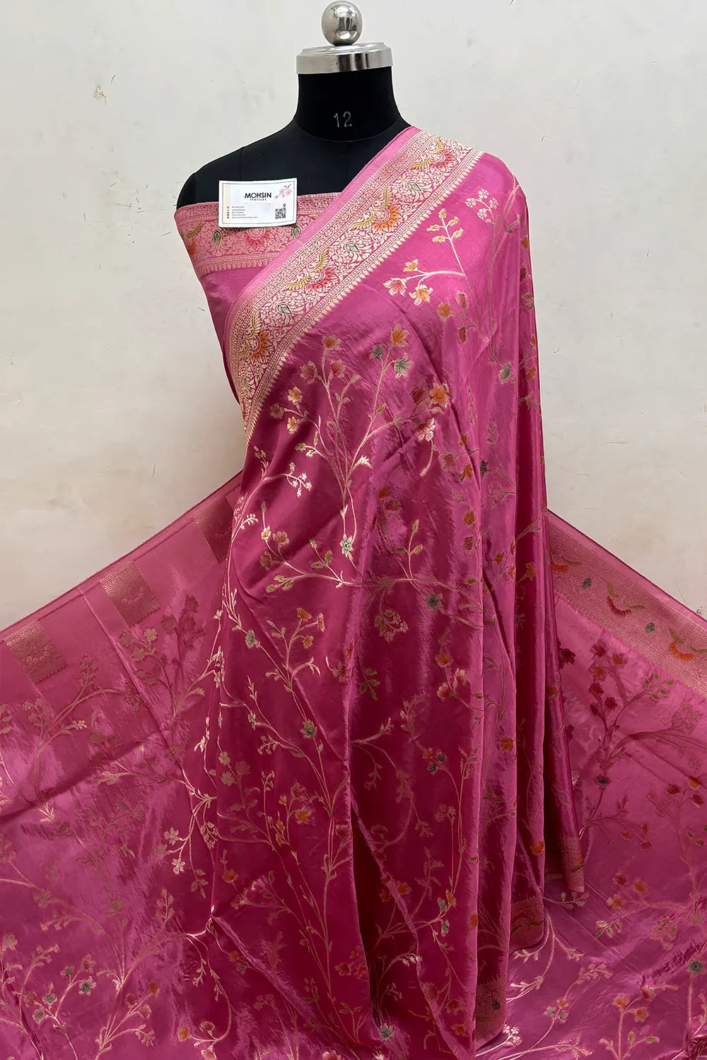 Baby Pink Zari Georgette Silk Banarasi Saree