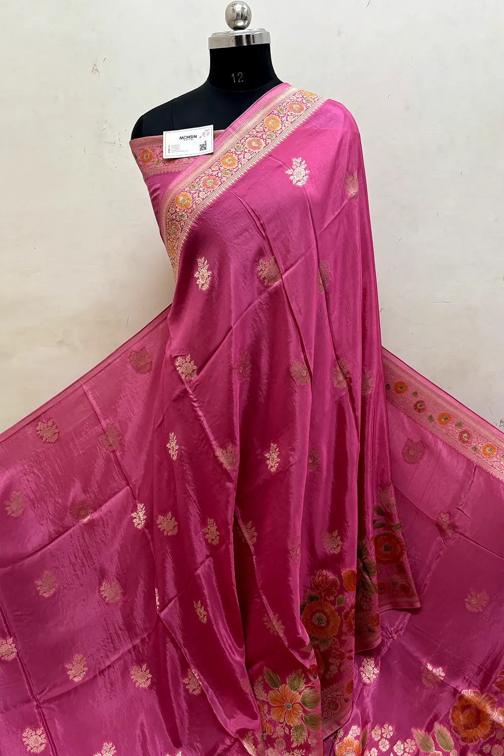 Baby Pink Zari Georgette Silk Banarasi Saree