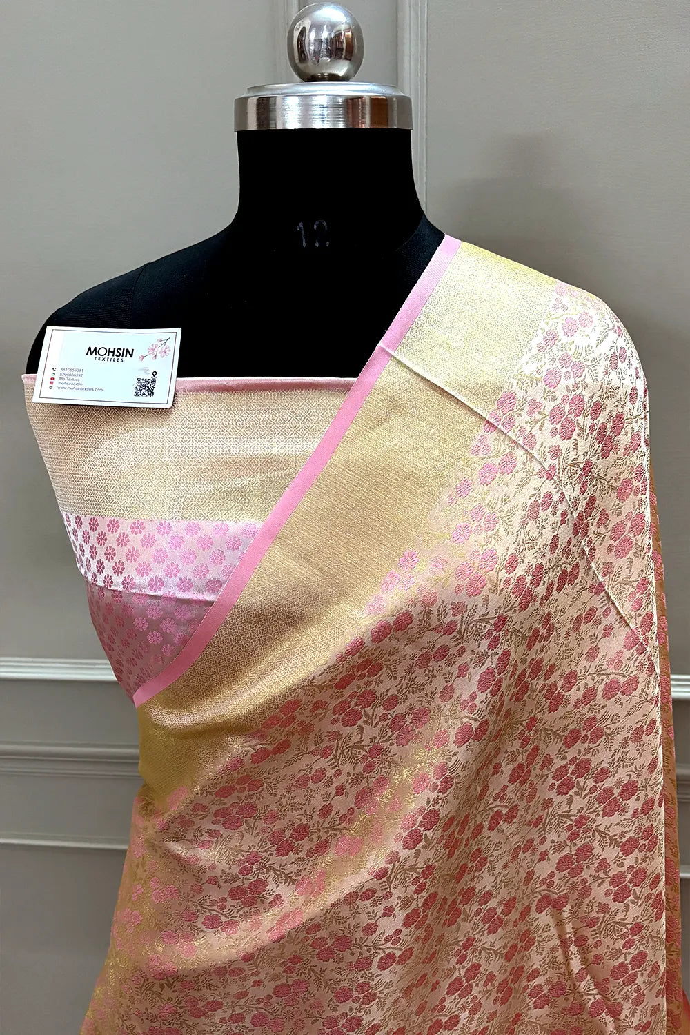 Baby Pink Jamawar Katan Silk Banarasi Saree