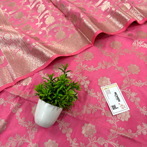 Baby Pink Kashmiri Jaal Katan Silk Banarasi Suit