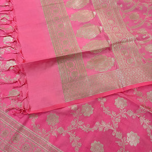 Baby Pink Kashmiri Jaal Katan Silk Banarasi Suit