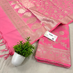 Baby Pink Kashmiri Jaal Katan Silk Banarasi Suit