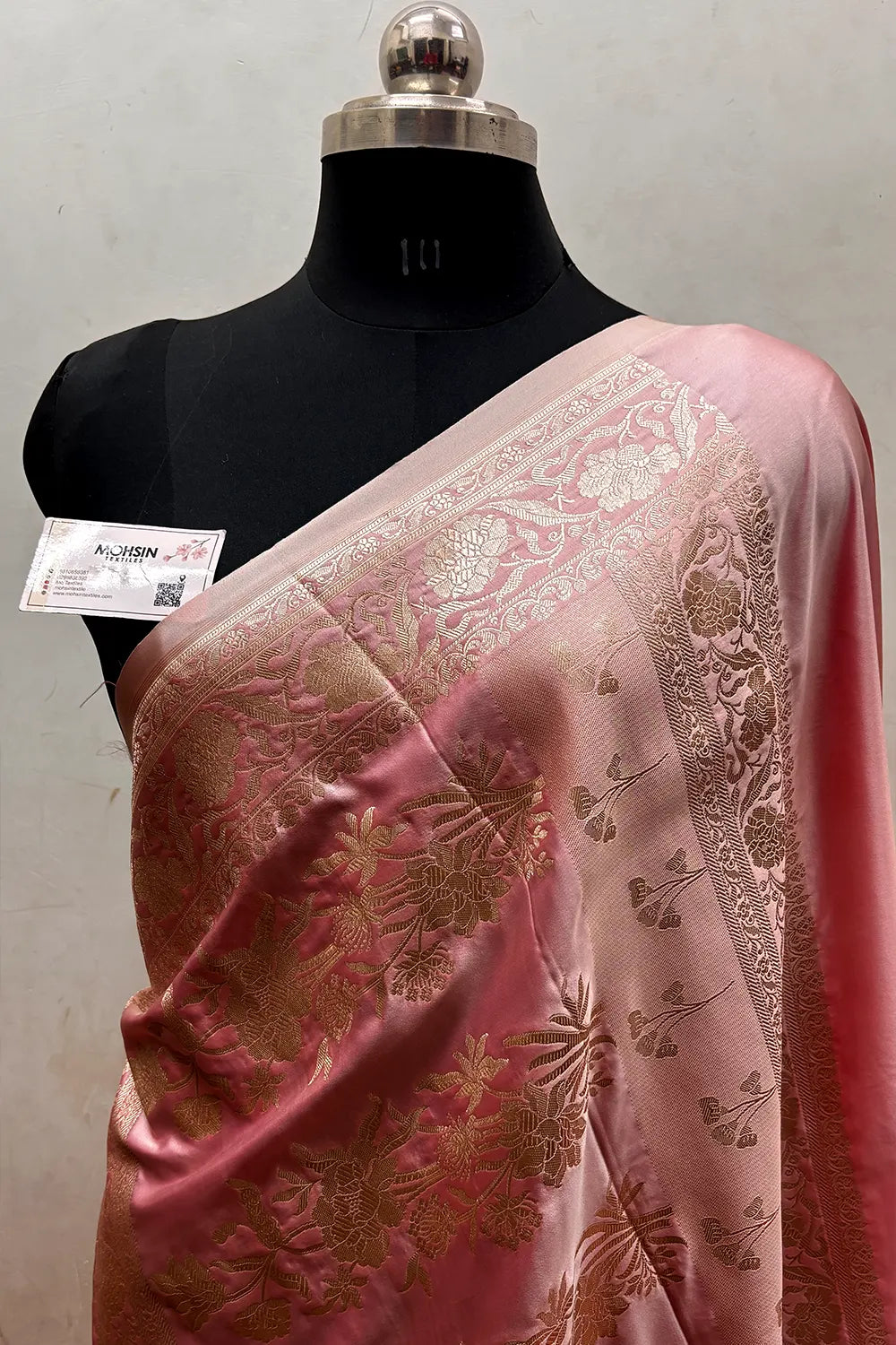 Baby Pink Kesari Jaal Katan Silk Banarasi Saree