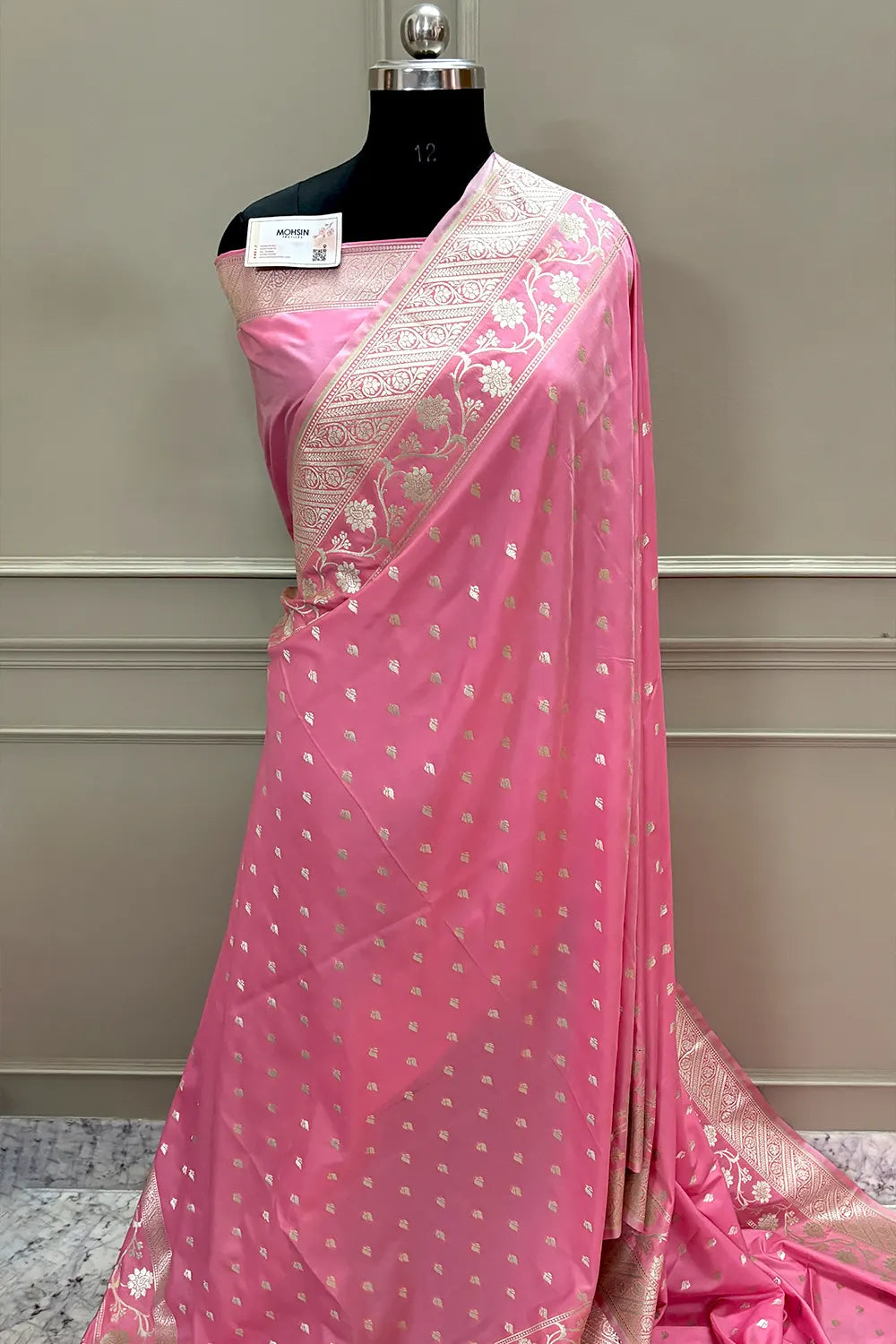 Baby Pink Mahinki Buti Katan Silk Banarasi Saree