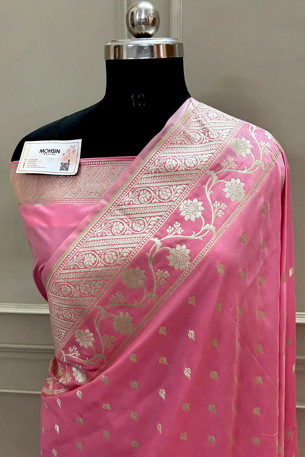 Baby Pink Mahinki Buti Katan Silk Banarasi Saree