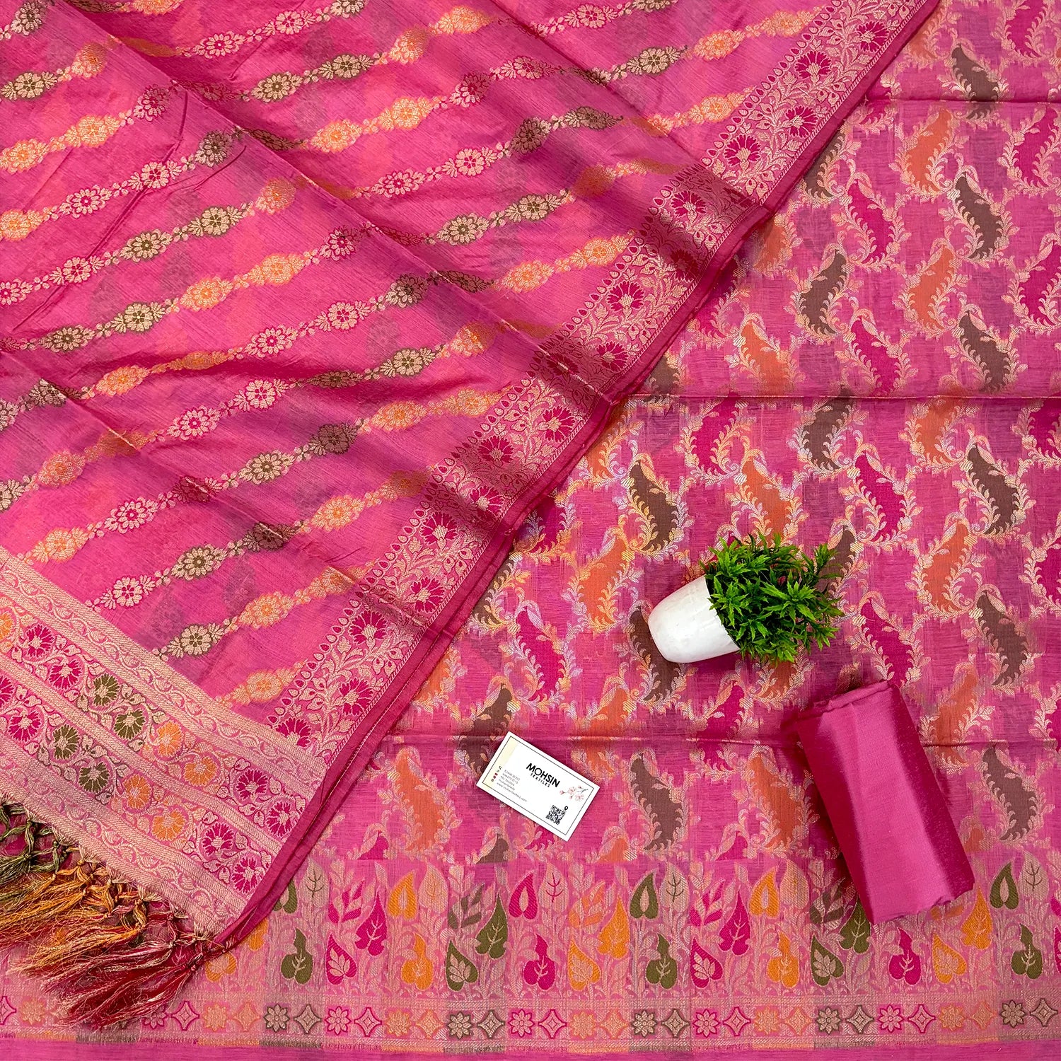 Baby Pink Resham Banarasi Silk Suit
