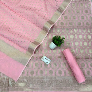 Baby Pink Resham Banarasi Silk Suit