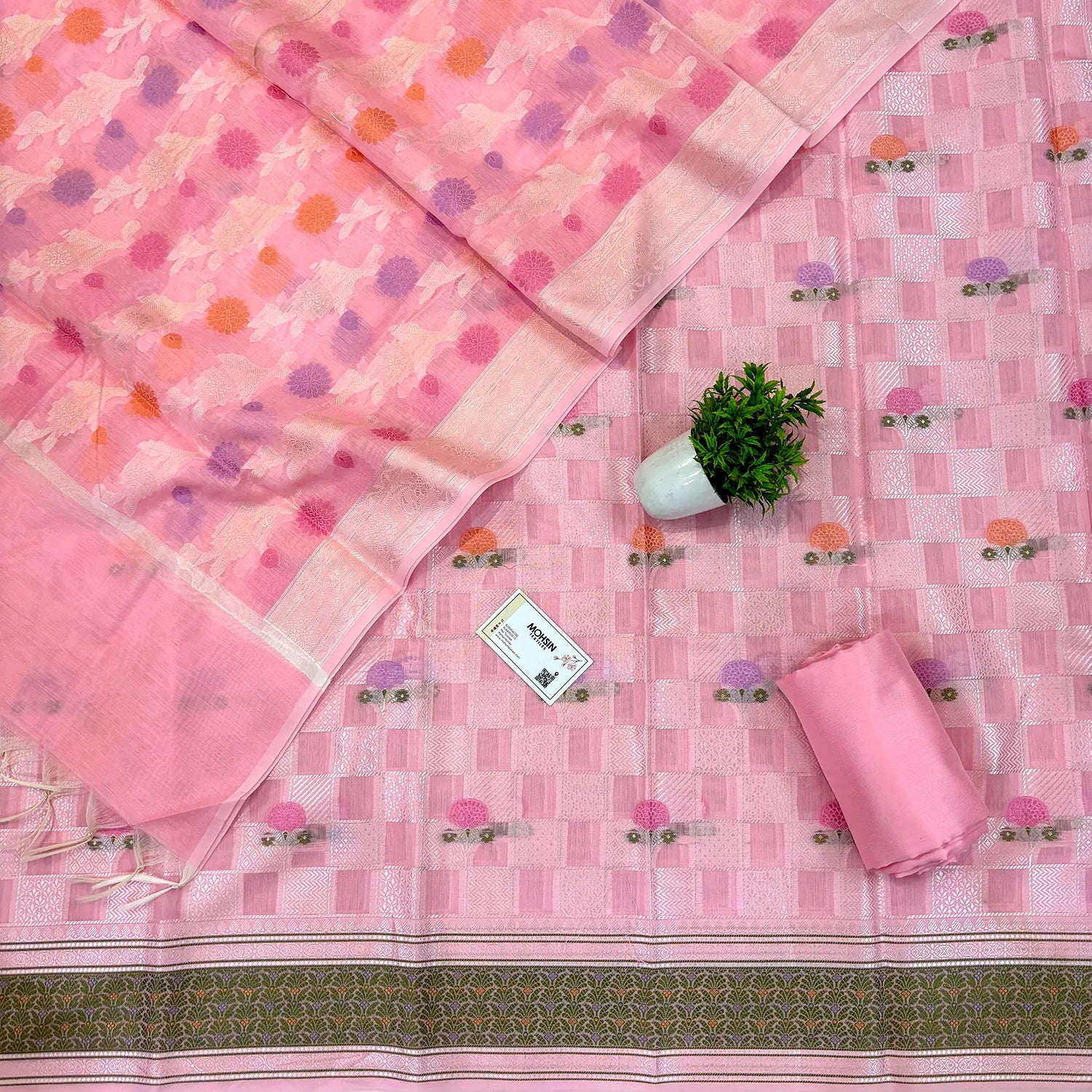 Baby Pink Resham Banarasi Silk Suit