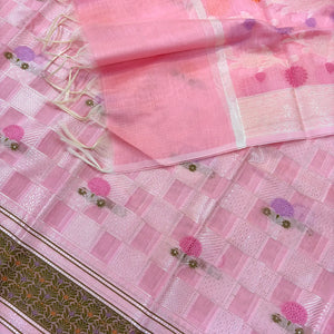 Baby Pink Resham Banarasi Silk Suit