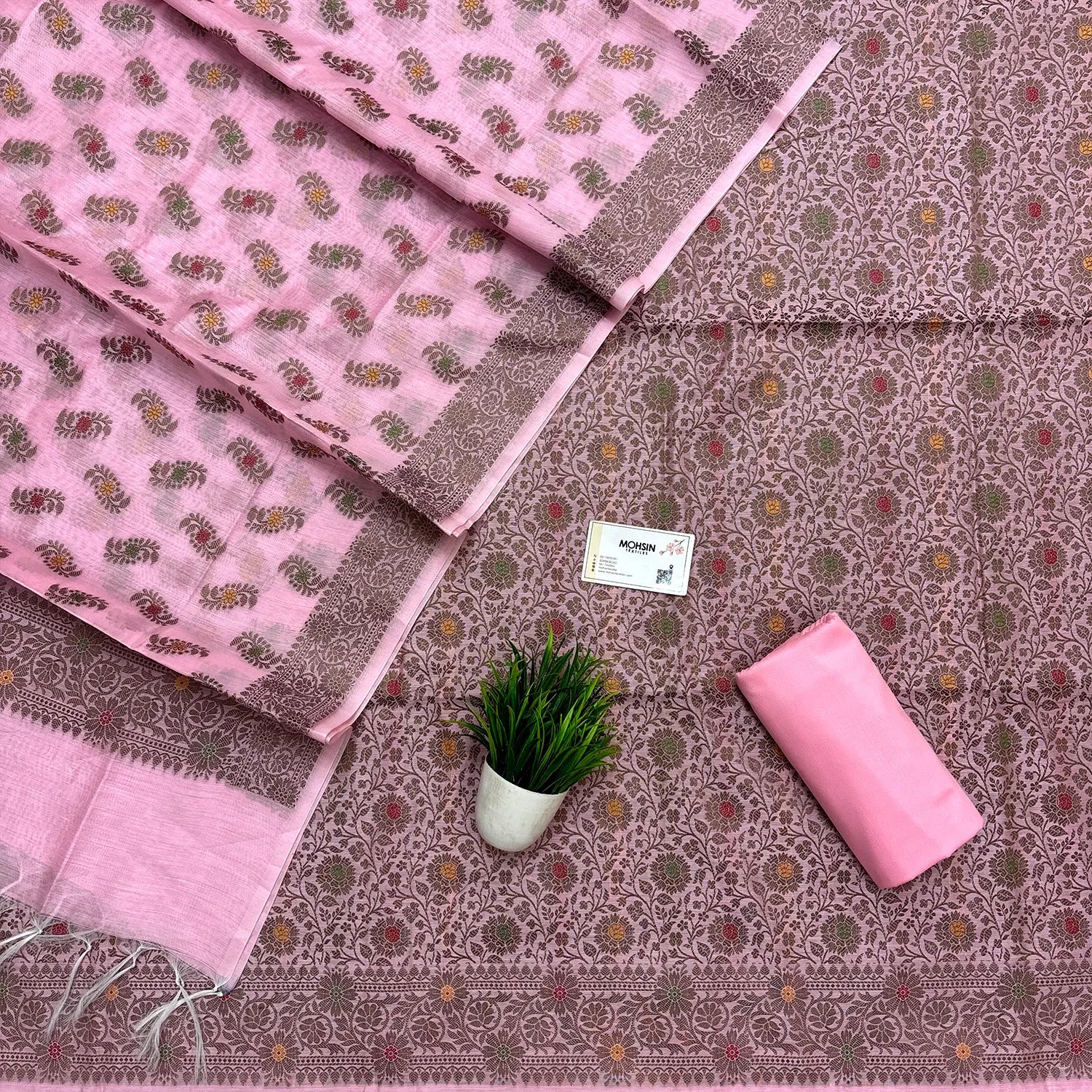 Baby Pink Resham Banarasi Silk Suit
