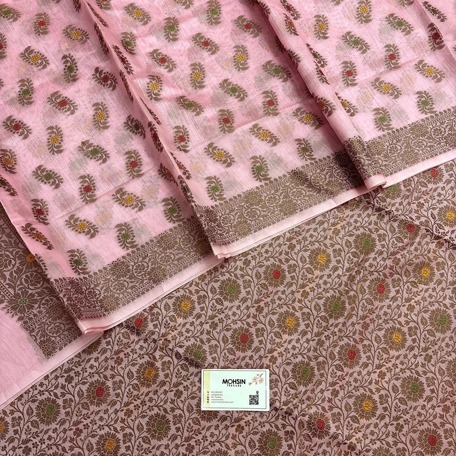 Baby Pink Resham Banarasi Silk Suit