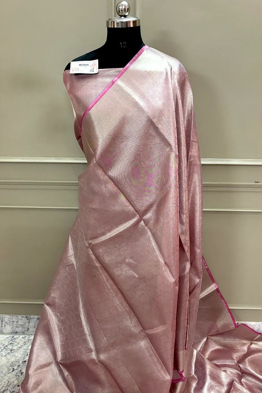 Baby Pink Tissue Silk Banarasi Saree