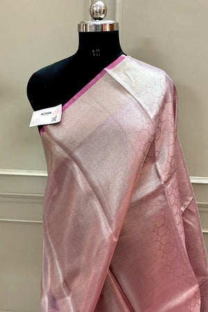 Baby Pink Tissue Silk Banarasi Saree