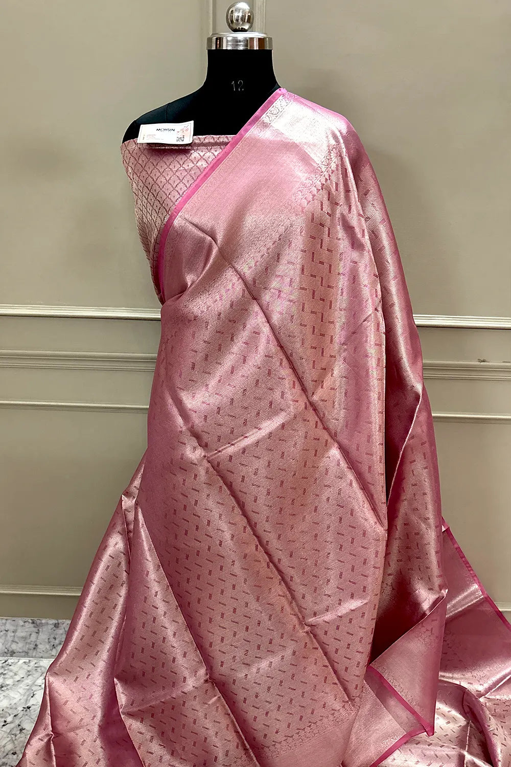 Baby Pink Tissue Silk Banarasi Saree