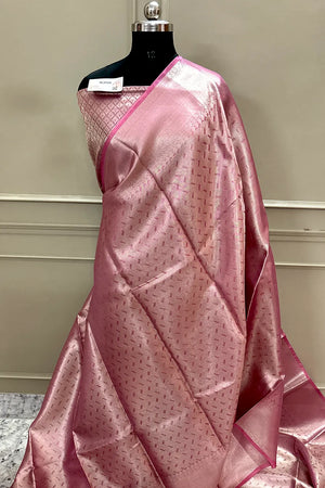 Baby Pink Tissue Silk Banarasi Saree
