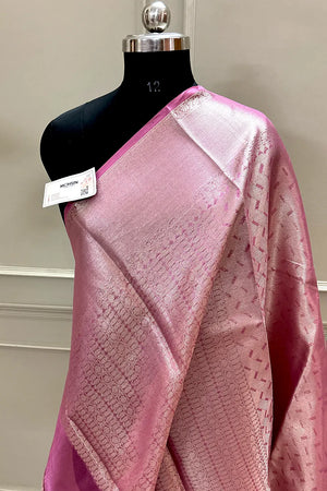 Baby Pink Tissue Silk Banarasi Saree