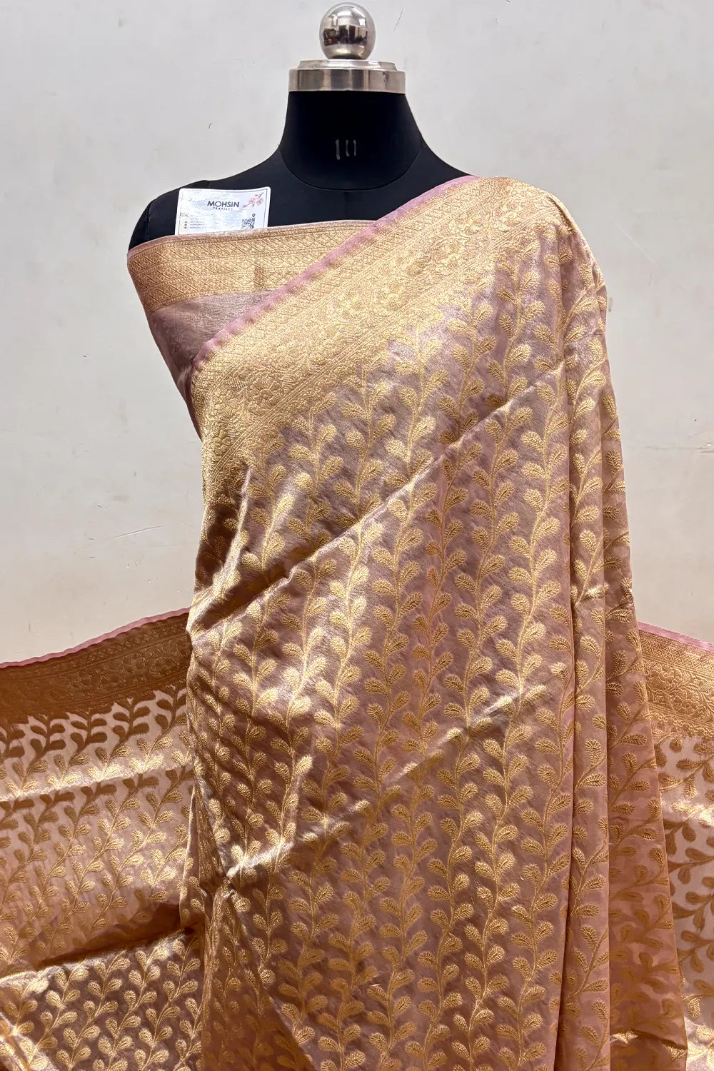 Baby Pink Tissue Silk Banarasi Saree