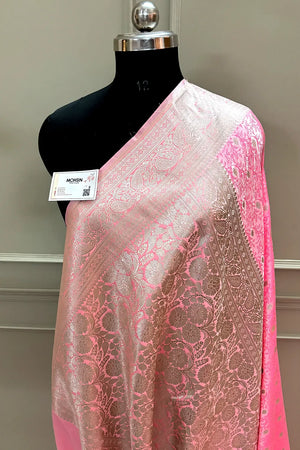 Baby Pink Zari Katan Silk Banarasi Saree