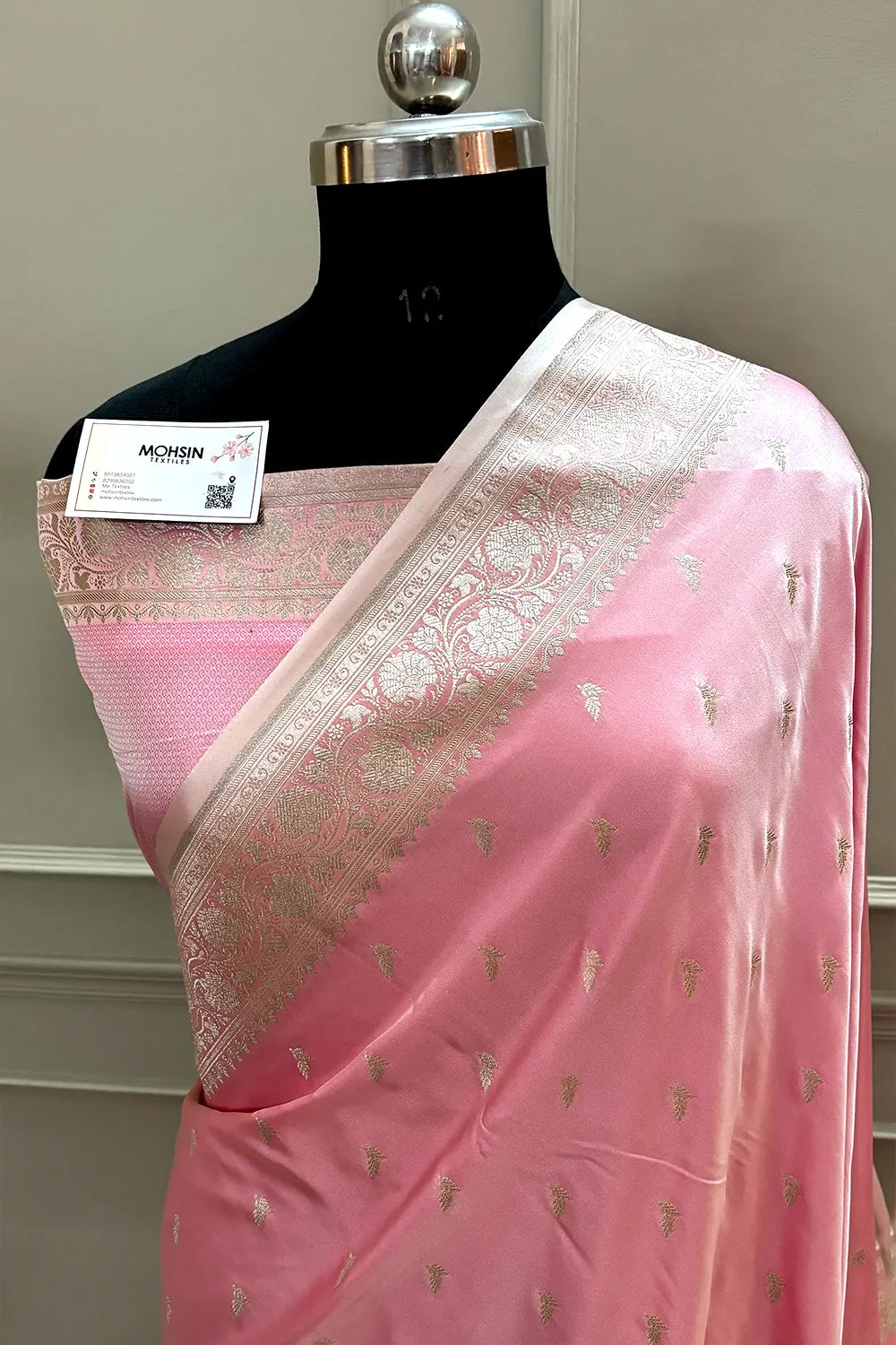 Baby Pink Zari Katan Silk Banarasi Saree