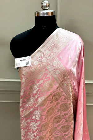 Baby Pink Zari Katan Silk Banarasi Saree