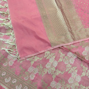 Baby Pink Zari Katan Silk Banarasi Suit