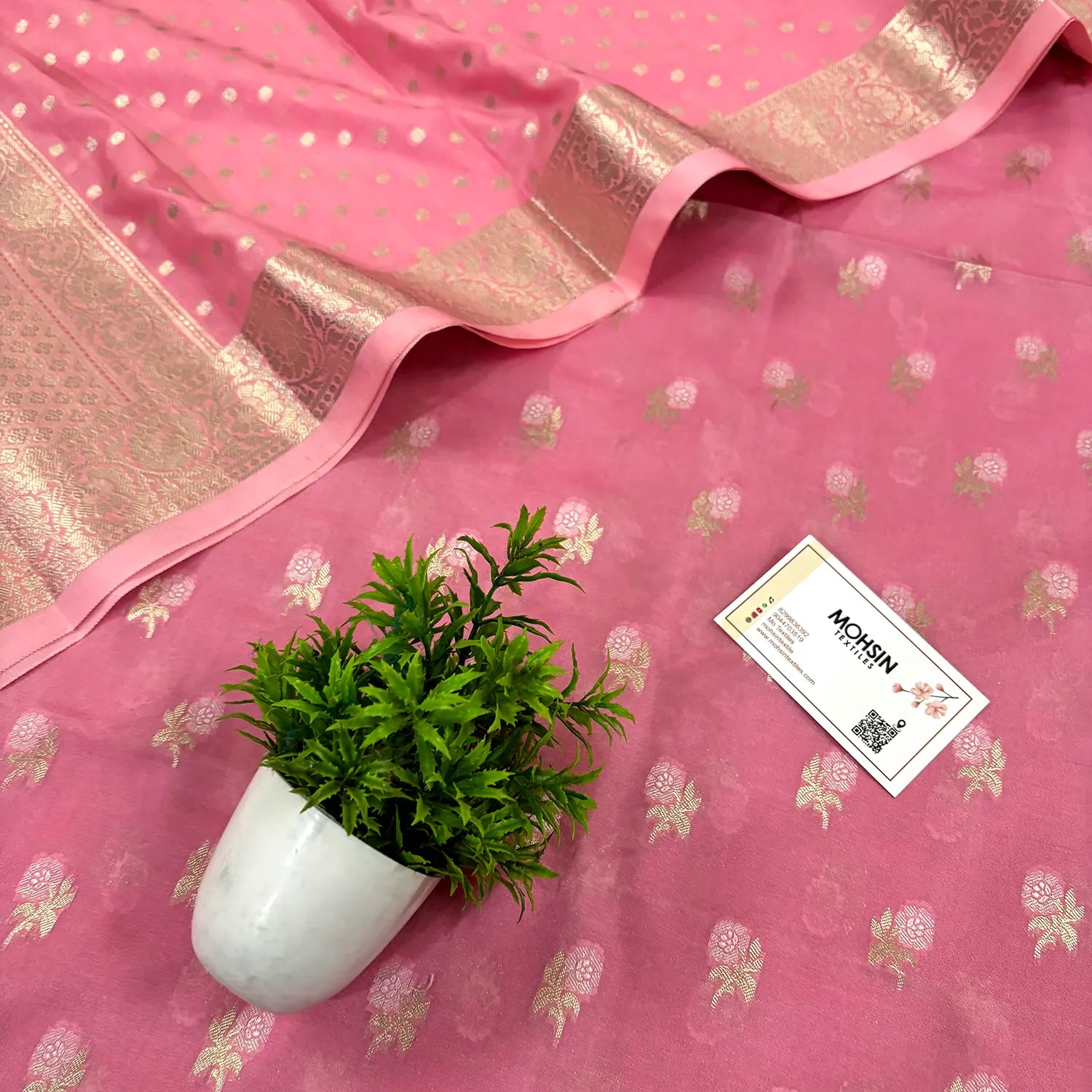 Baby Pink Zari Katan Silk Banarasi Suit