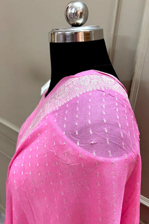 Baby Pink Zari Pure Georgette Silk Banarasi Suit
