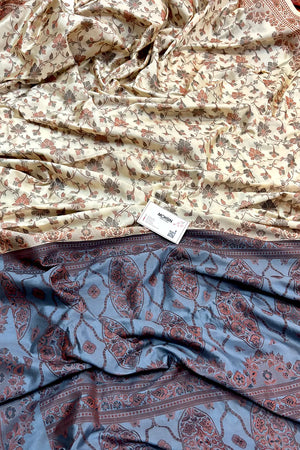 Beige and Grey Resham Silk Banarasi Saree