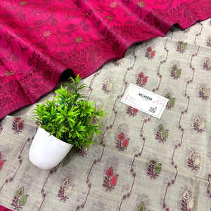 Beige and Pink Resham Banarasi Silk Suit