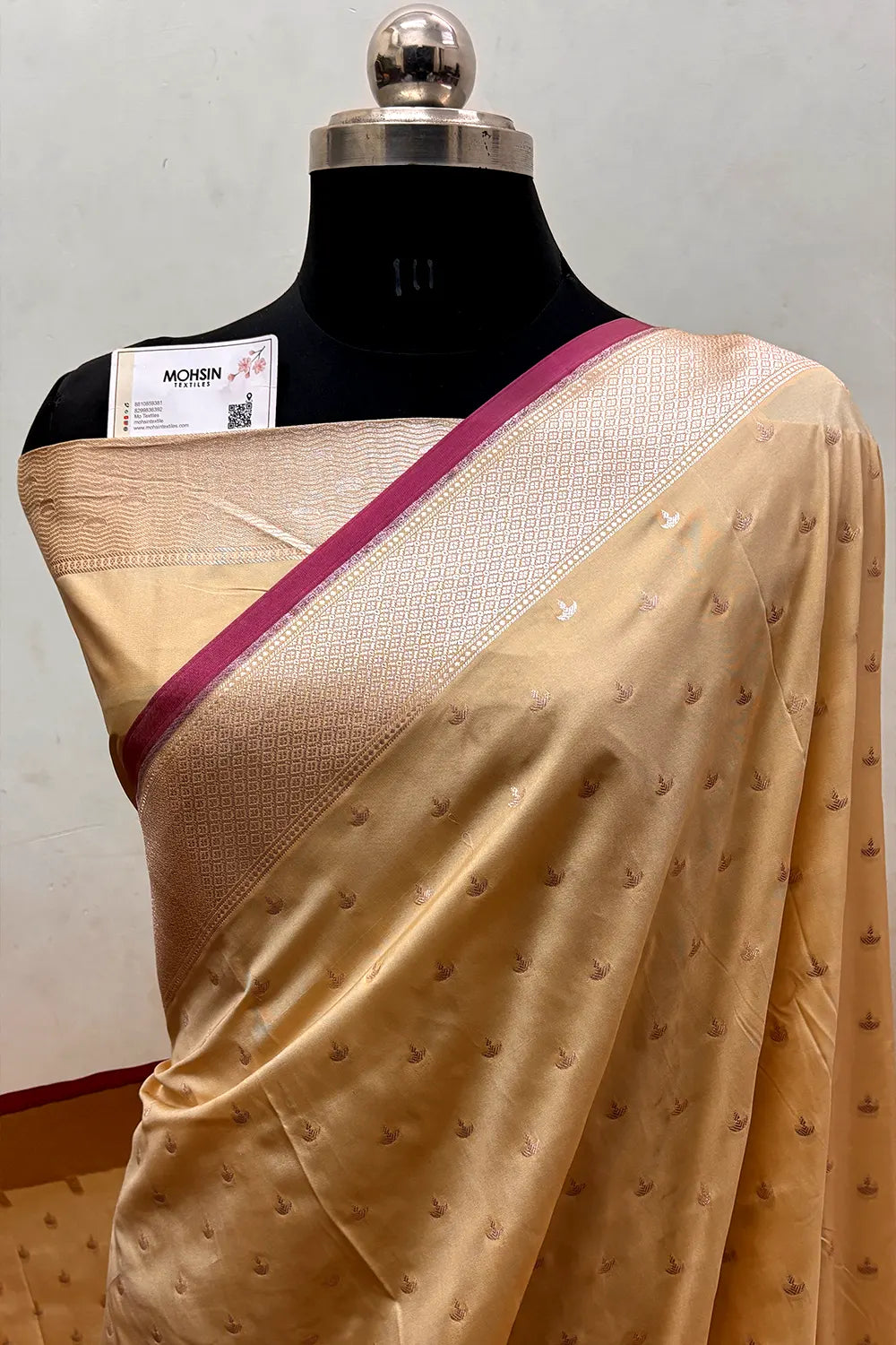 Beige Diwali Ghat Katan Silk Banarasi Saree