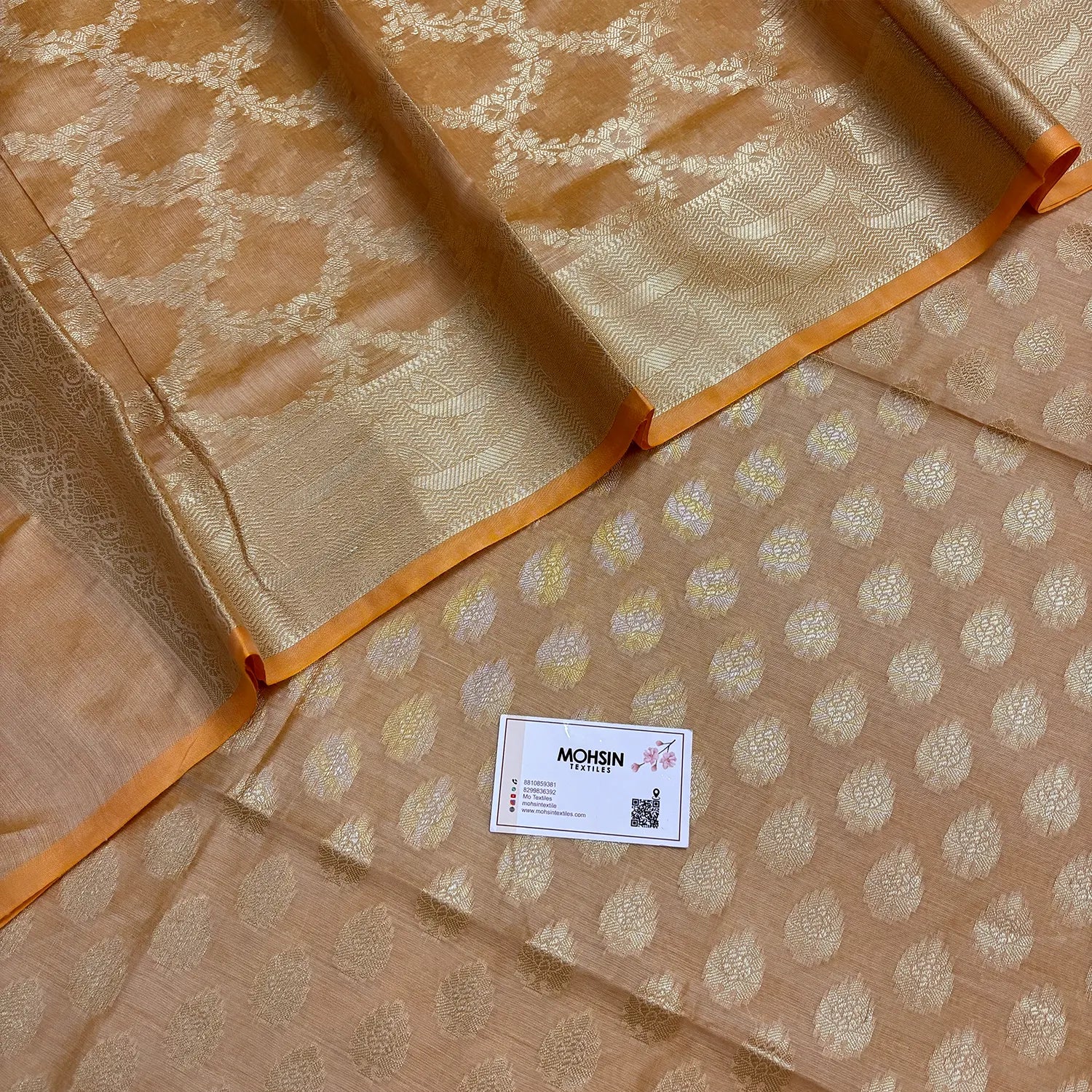 Beige Ghat Buti Banarasi Silk Suit