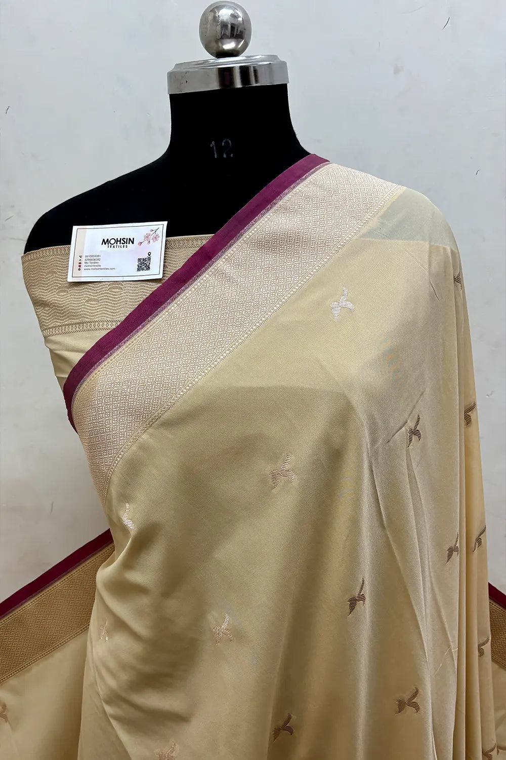 Beige Ghat Katan Silk Banarasi Saree