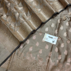 Beige Godzilla Semi Katan Silk Banarasi Suit