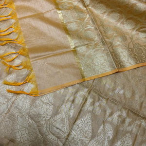 Beige Kalgha Jaal Banarasi Silk Suit