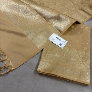 Beige Kalli Patta Katan Silk Banarasi Suit