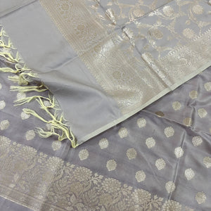 Beige Kiyari Satin Silk Banarasi Suit