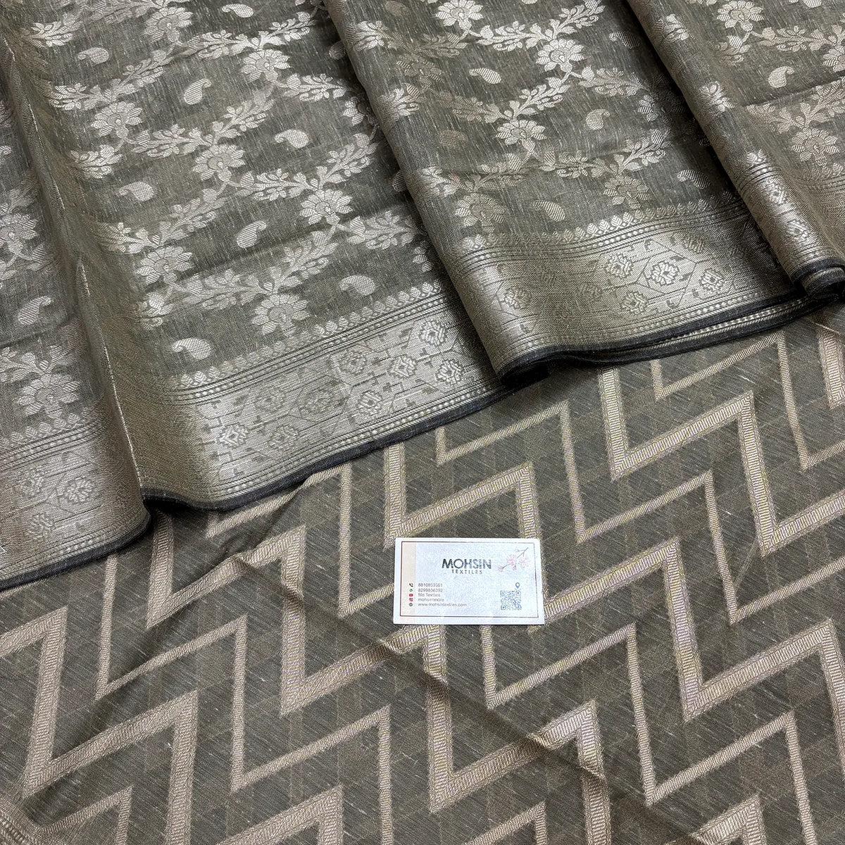 Beige Linen Silk Banarasi Suit