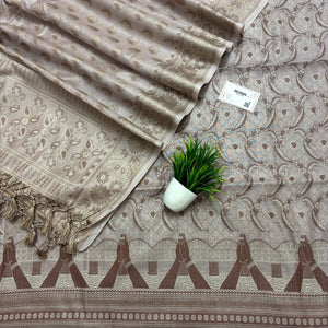 Beige Namo Ghat Cotton Silk Banarasi Suit
