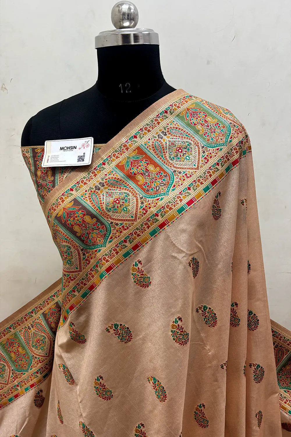 Beige Pashmina Silk Banarasi Saree