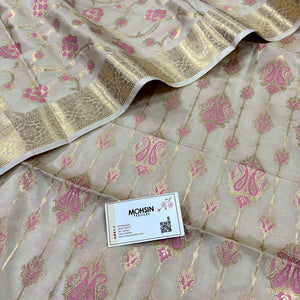Beige Pink Meena Katan Silk Banarasi Suit