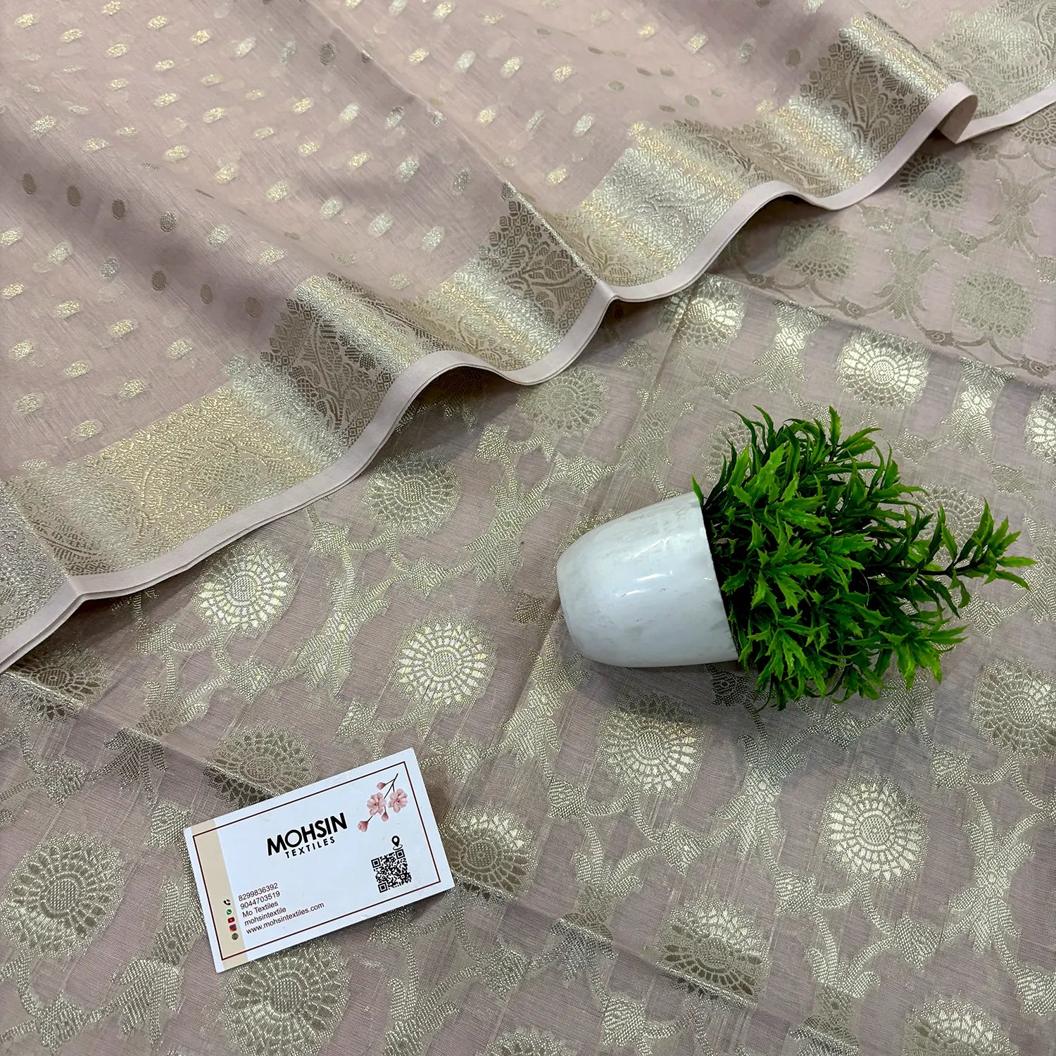 Beige Resham Banarasi Silk Suit