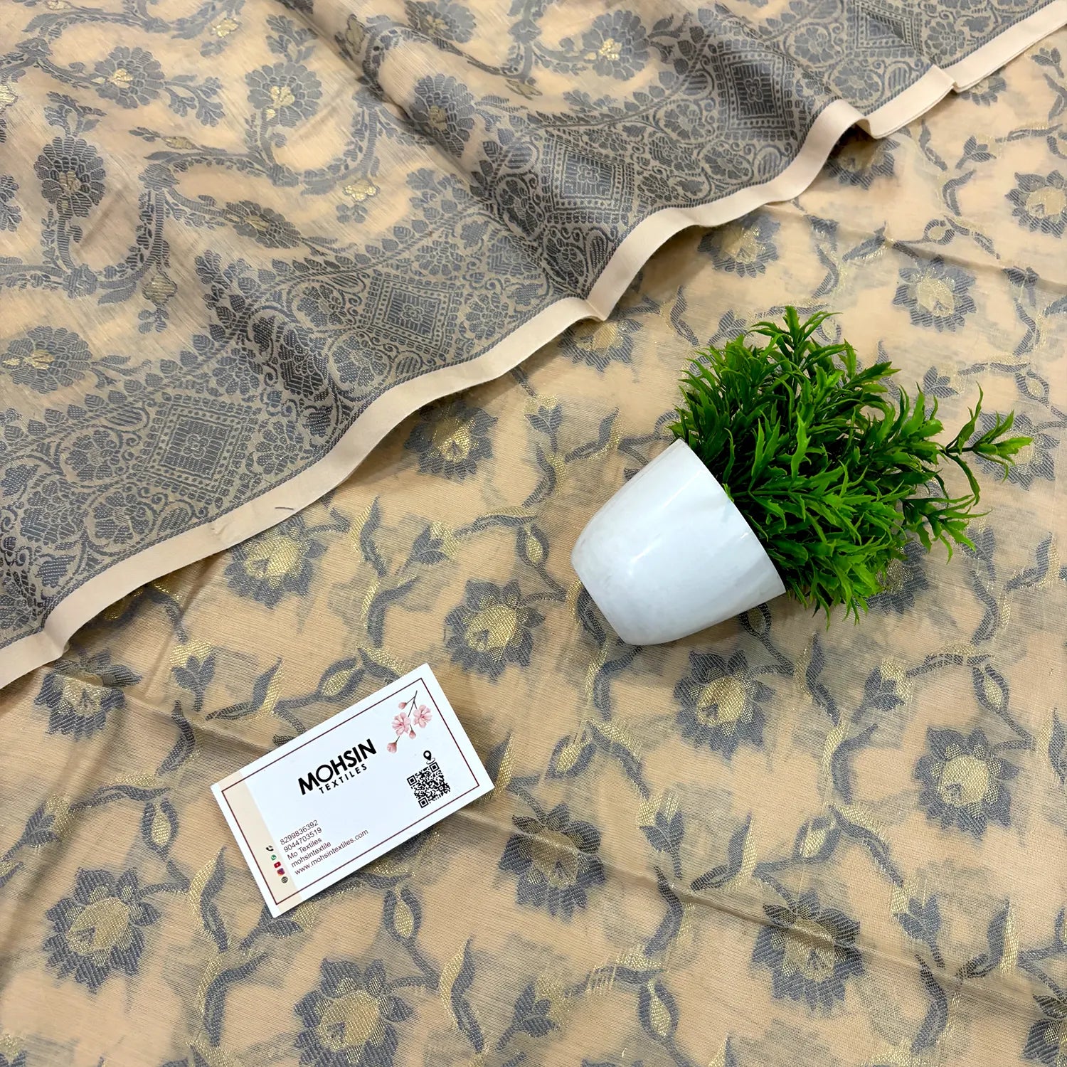 Beige Resham Banarasi Silk Suit