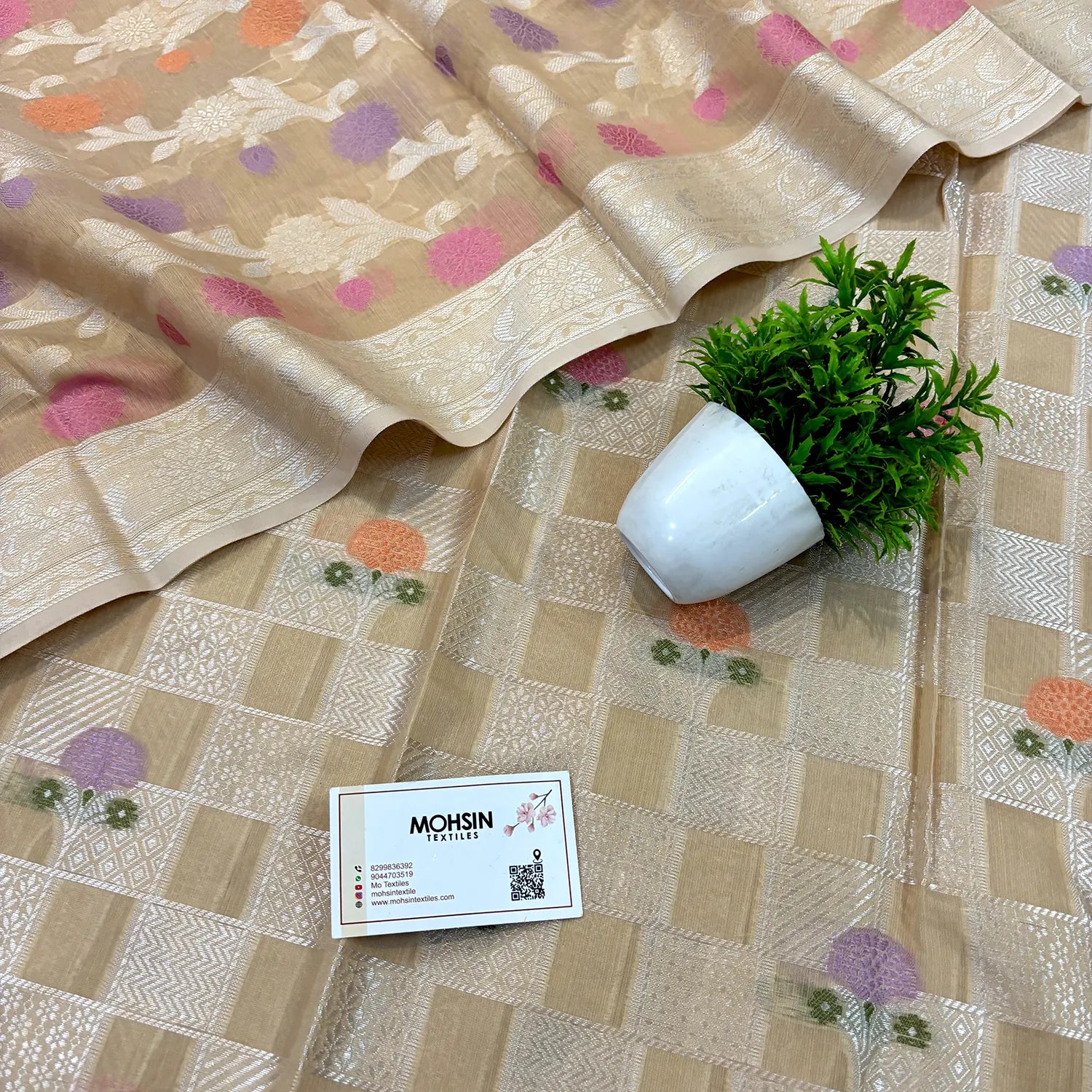 Beige Resham Banarasi Silk Suit