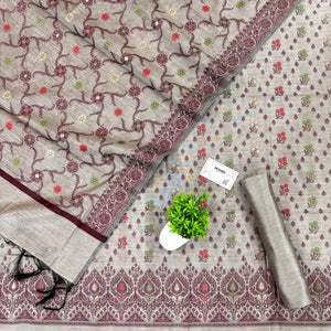 Beige Resham Banarasi Silk Suit