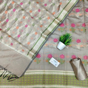 Beige Resham Banarasi Silk Suit