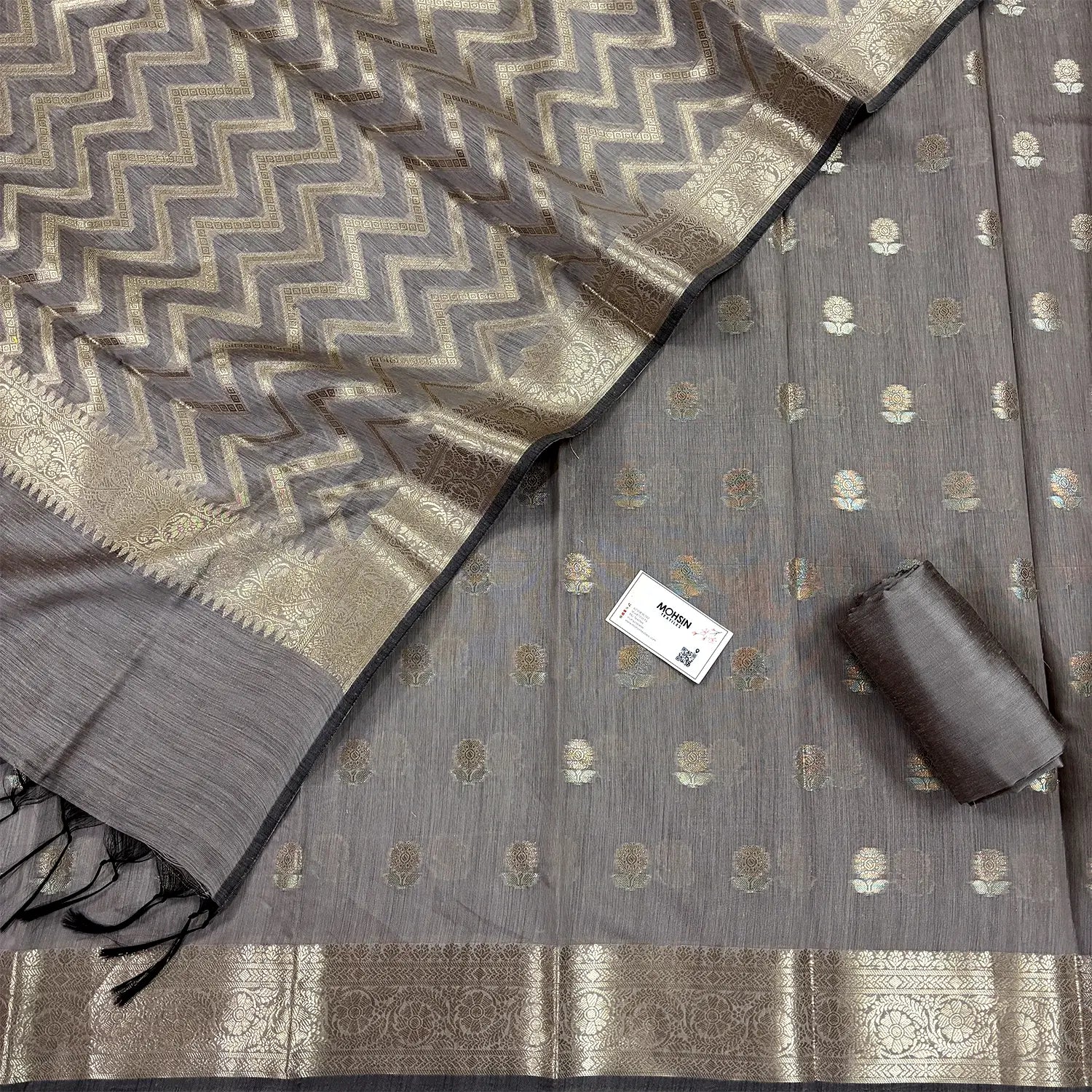 Beige Resham Banarasi Silk Suit