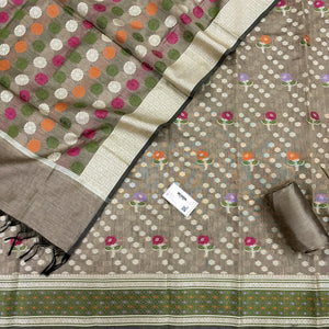 Beige Resham Banarasi Silk Suit