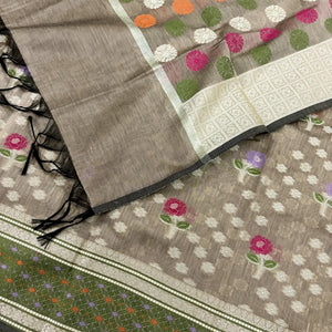 Beige Resham Banarasi Silk Suit