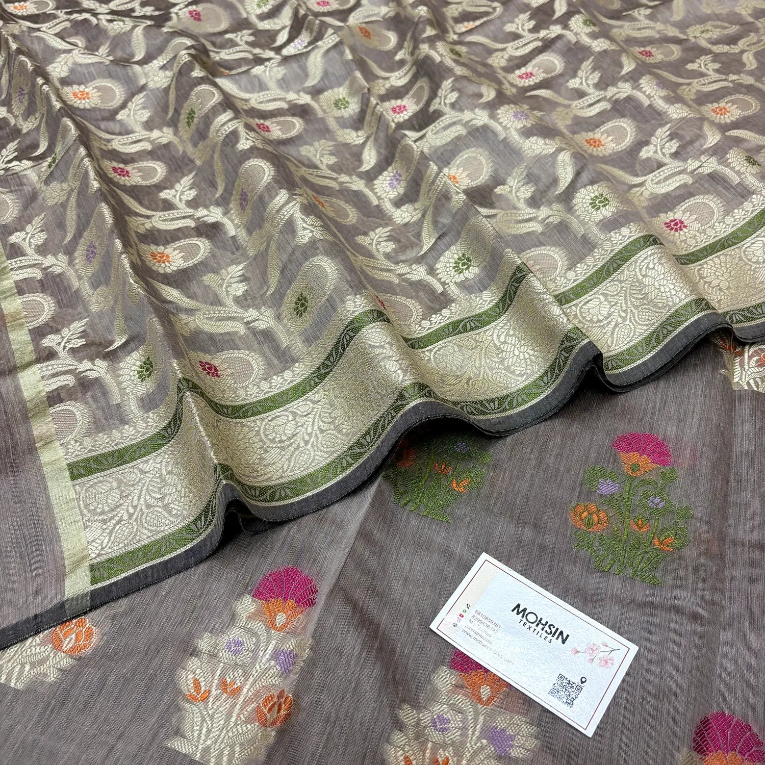 Beige Resham Banarasi Silk Suit